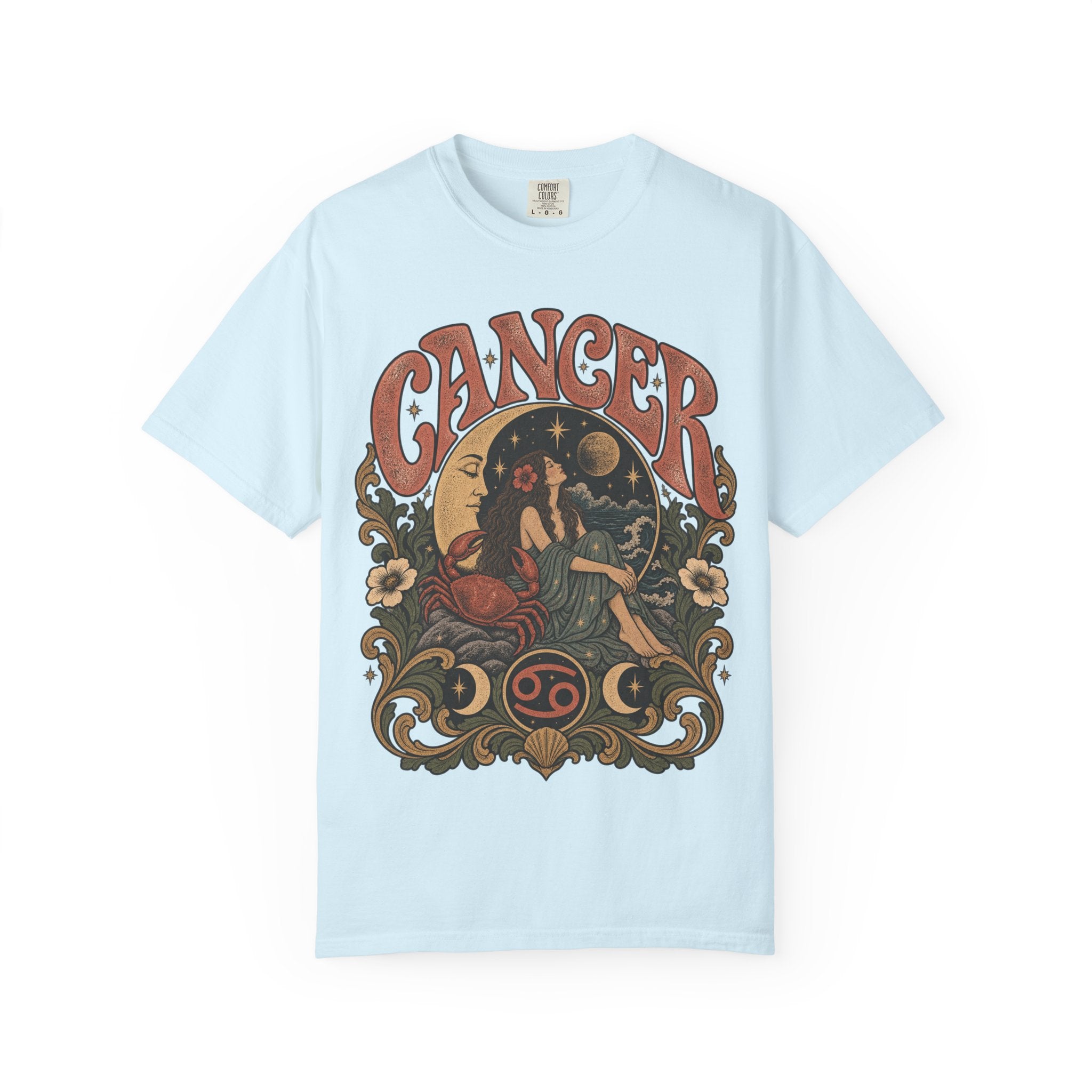Cancer Zodiac T‑Shirt — Vintage Astrology Tee (Cancer Zodiac Sign)