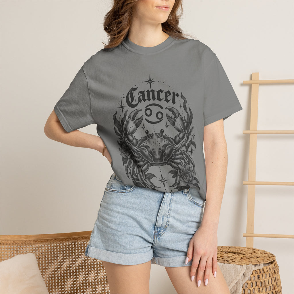 Cancer Zodiac T-Shirt — Floral Crab Astrology Tee