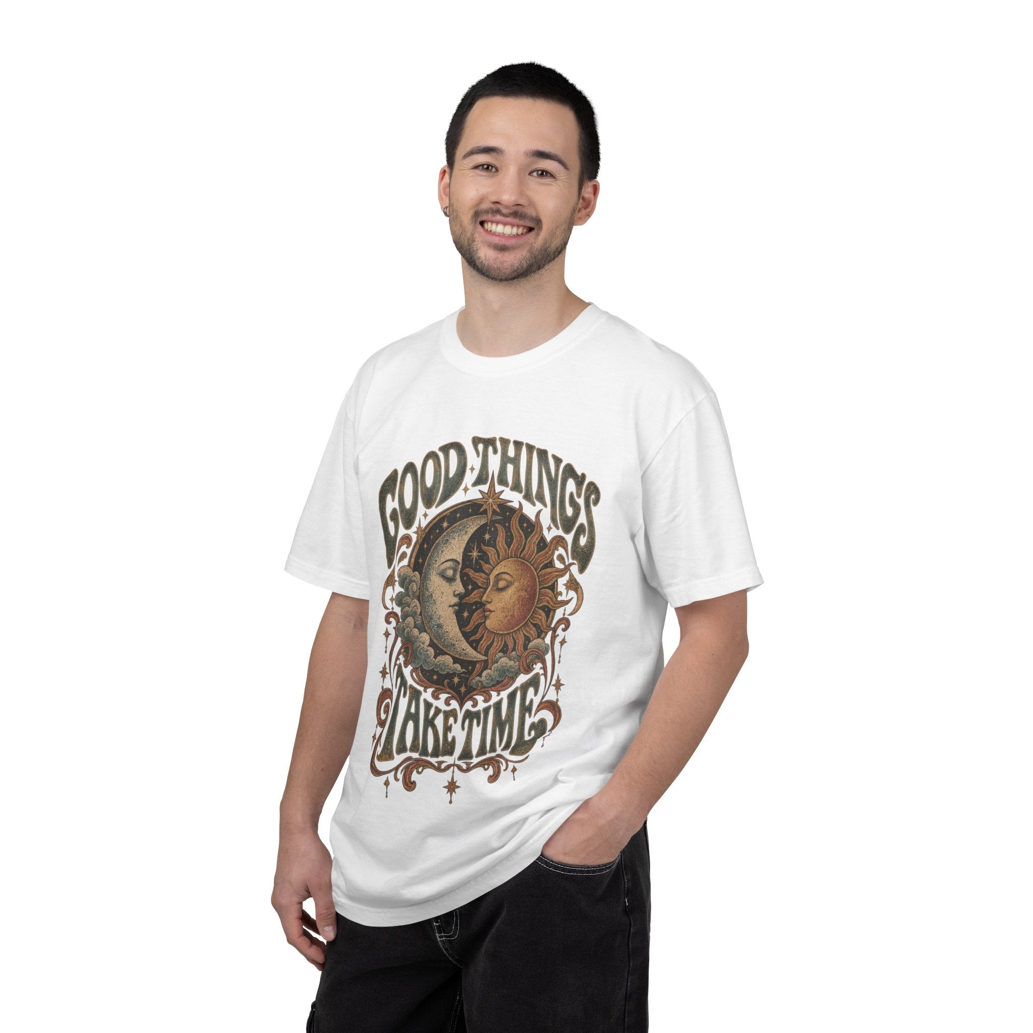 Good Things Take Time Tee — Vintage Sun & Moon Graphic T-Shirt