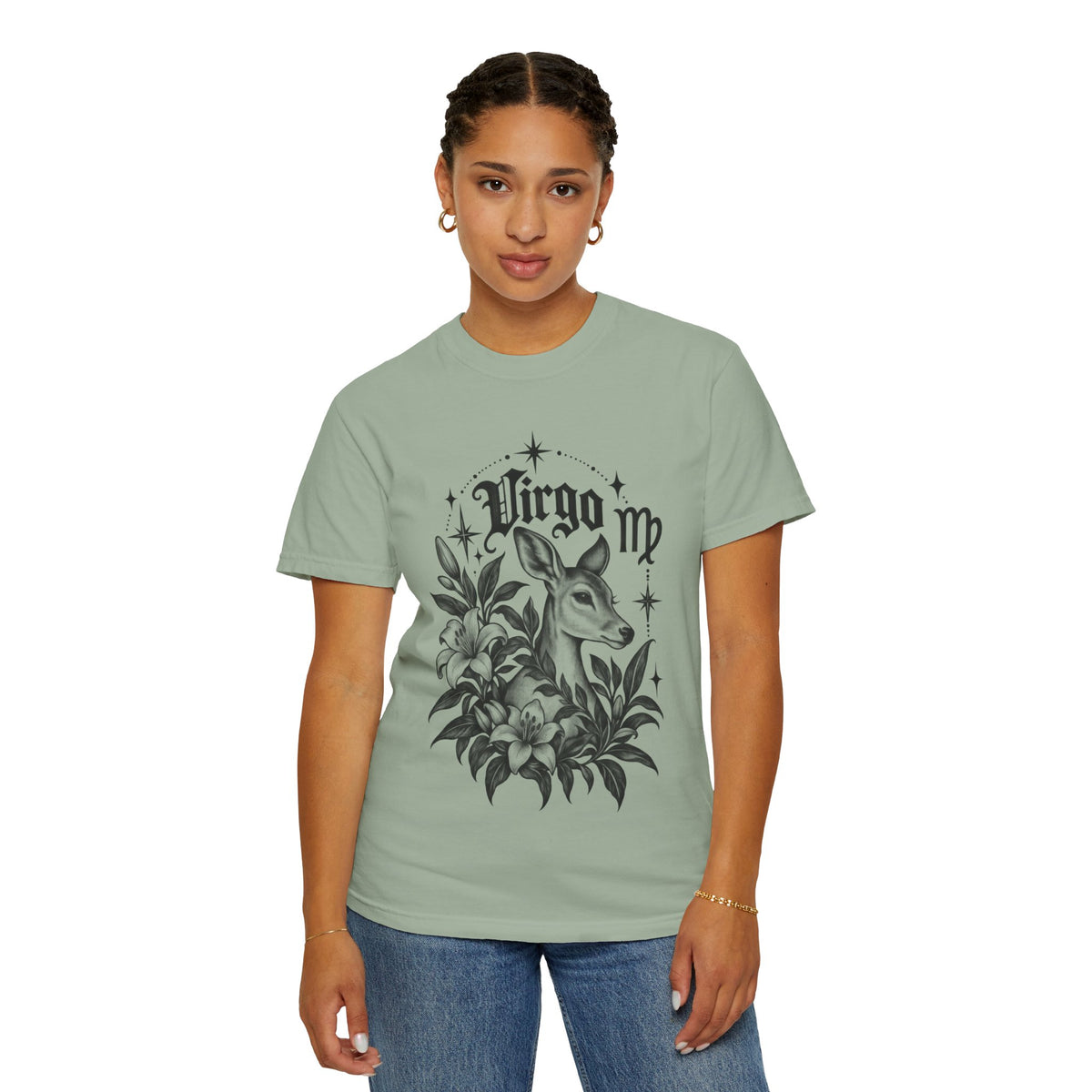 Virgo Zodiac T-Shirt — 'Virgo ' Floral Deer Astrology Tee