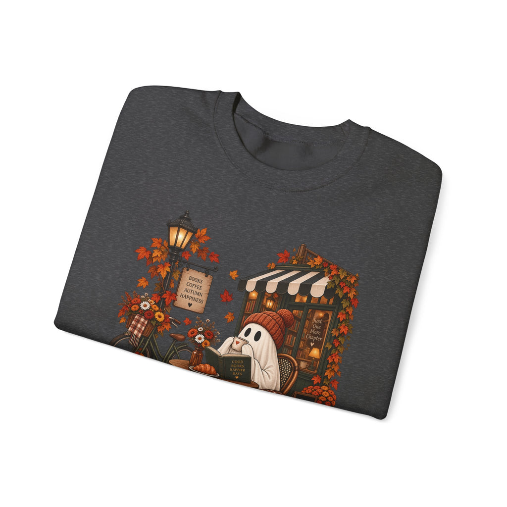 Autumn Ghost Café Sweatshirt — Cozy Fall Pumpkin Patch Crewneck