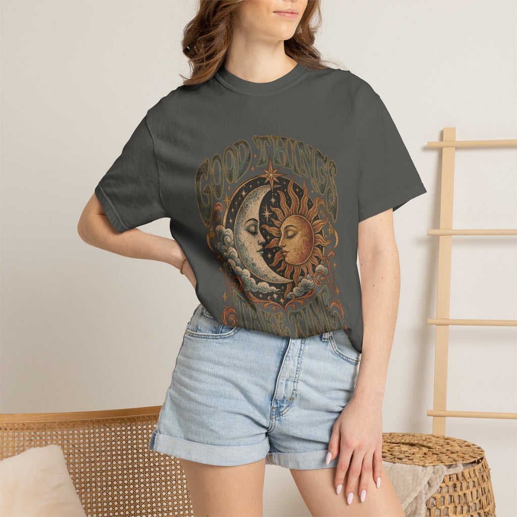 Good Things Take Time Tee — Vintage Sun & Moon Graphic T-Shirt