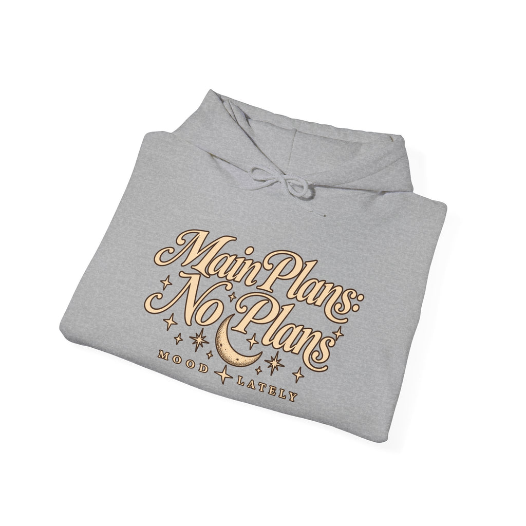 Main Plans No Plans Hoodie — Cozy Retro Graphic Pullover