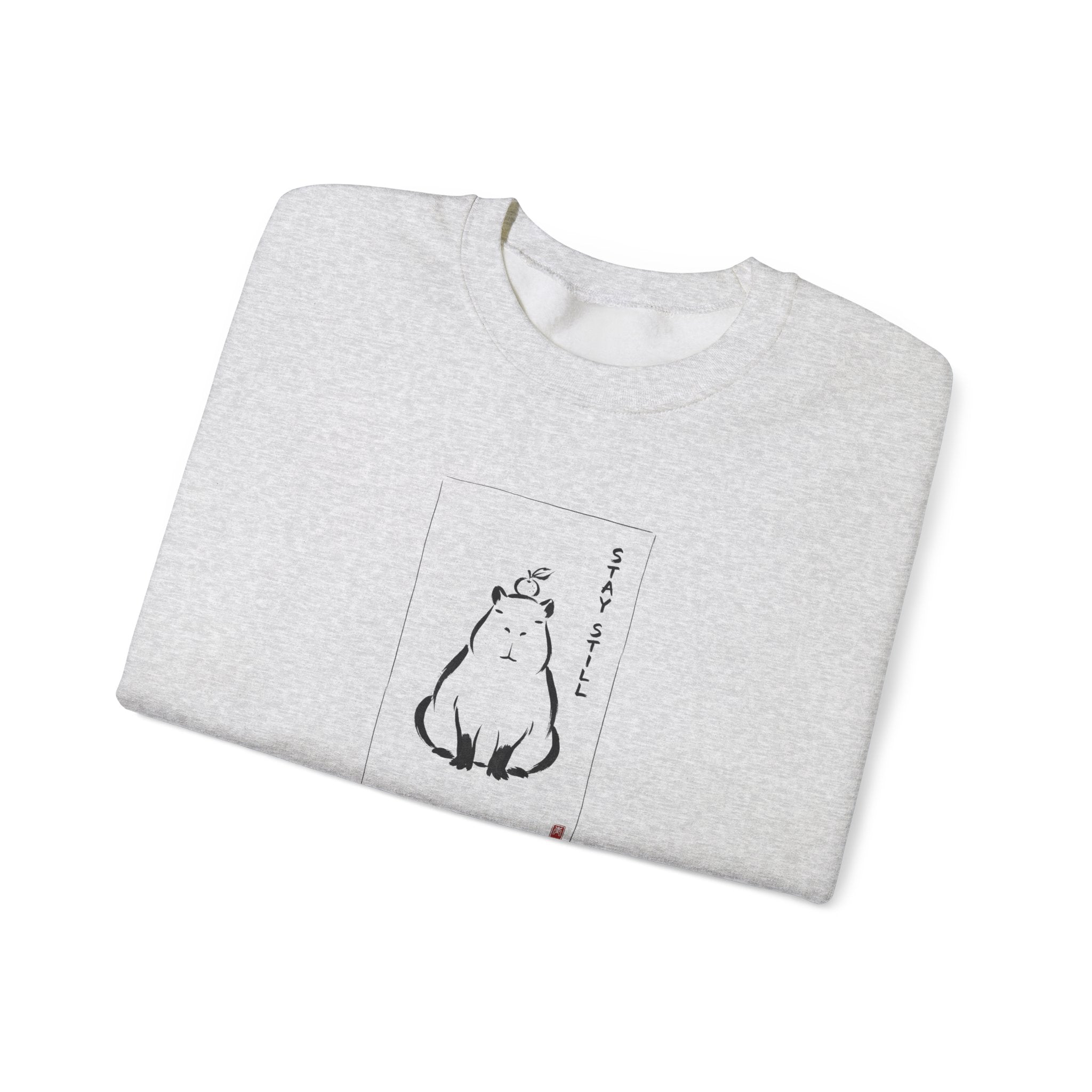 Calm Anime-style Capybara Sweatshirt | Japanese Ink Cat Aesthetic