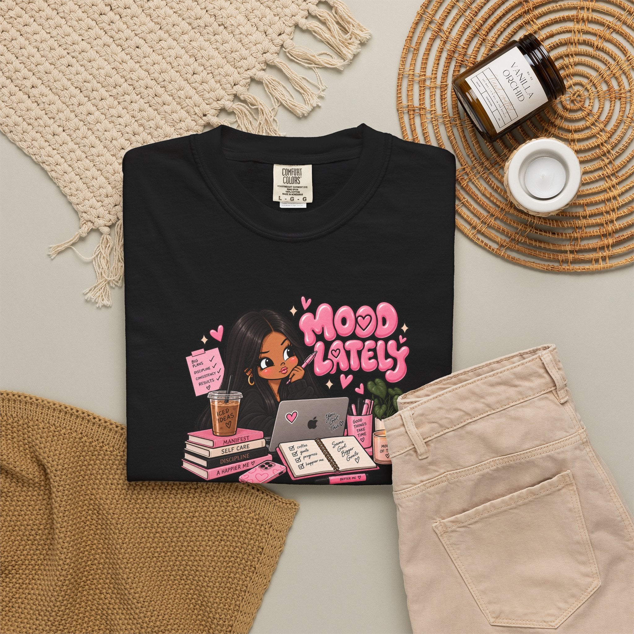 Mood Lately T-Shirt — Cute Study Girl Graphic Tee