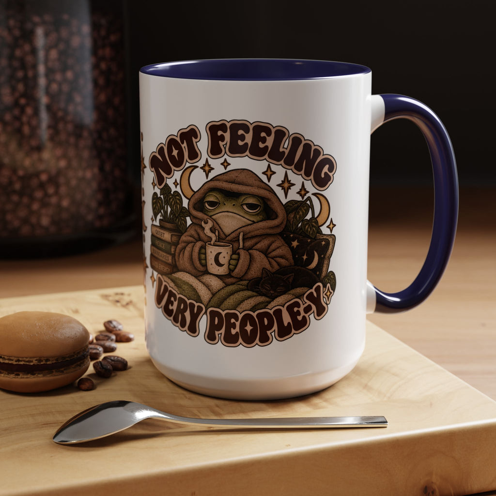 Not Feeling Very Peopley Mug — Cozy Frog Introvert Ceramic Coffee Mug