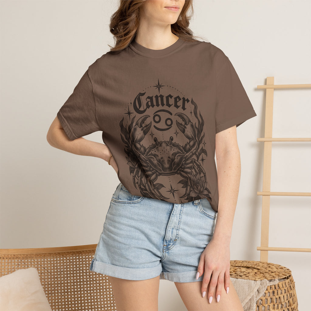 Cancer Zodiac T-Shirt — Floral Crab Astrology Tee