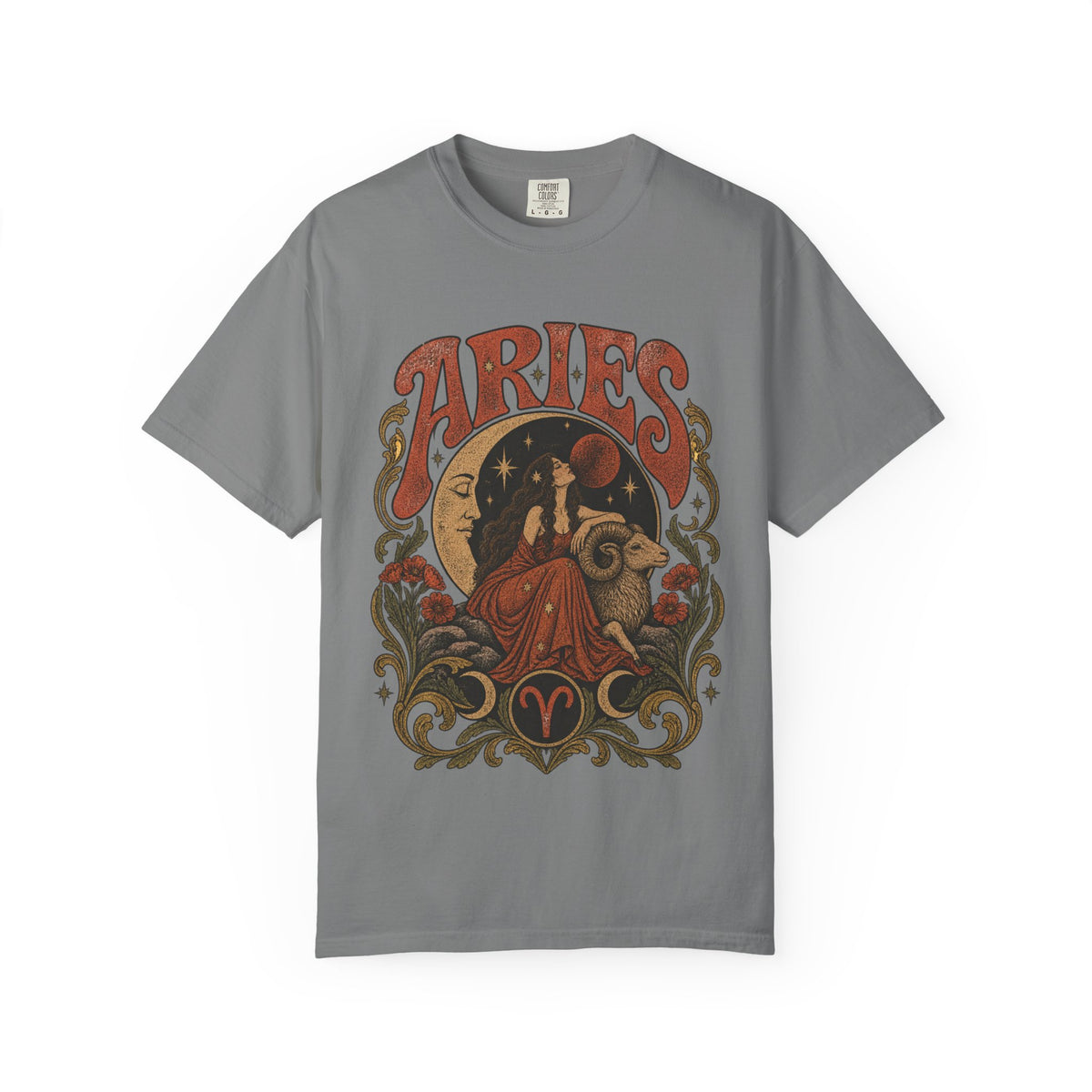 Vintage Aries Zodiac Tee — Moon & Ram Astrology Graphic T-Shirt