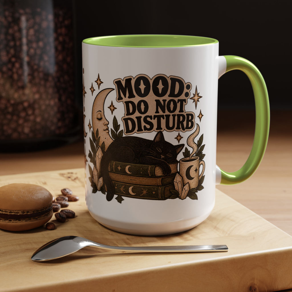 Mood: Do Not Disturb Mug — Sleepy Cat & Moon Ceramic Coffee Mug