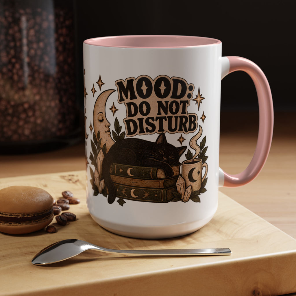 Mood: Do Not Disturb Mug — Sleepy Cat & Moon Ceramic Coffee Mug