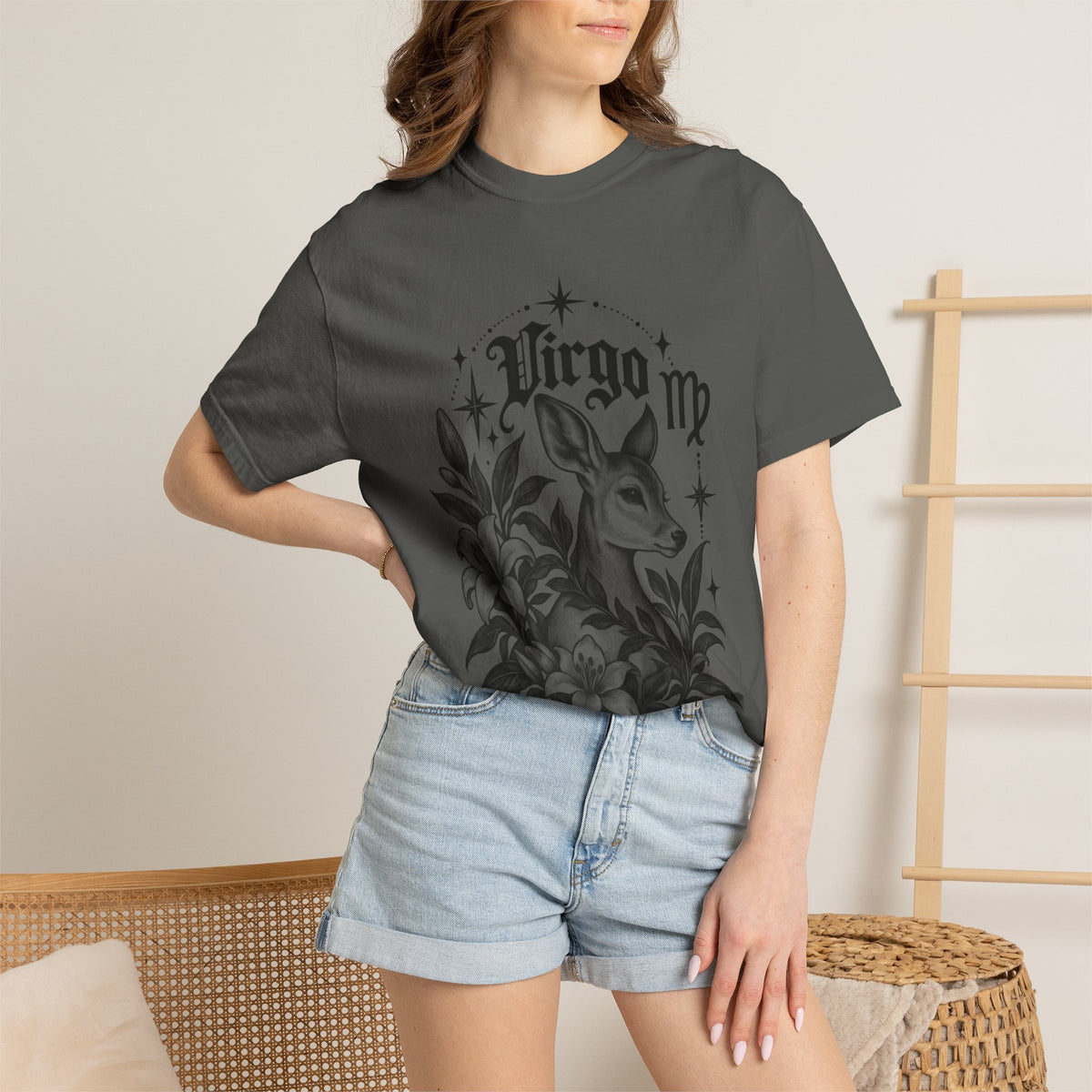 Virgo Zodiac T-Shirt — 'Virgo ' Floral Deer Astrology Tee