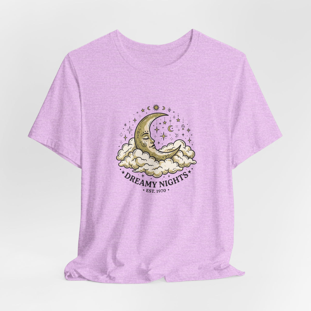 Dreamy Nights Moon Tee — Vintage Crescent Moon & Clouds Shirt