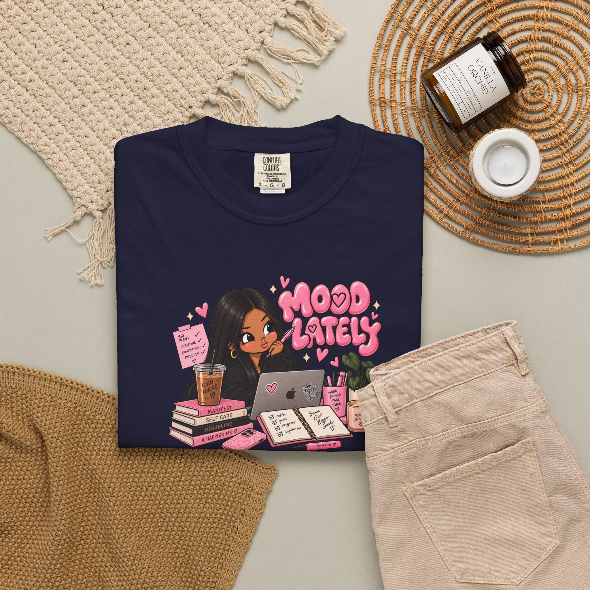 Mood Lately T-Shirt — Cute Study Girl Graphic Tee