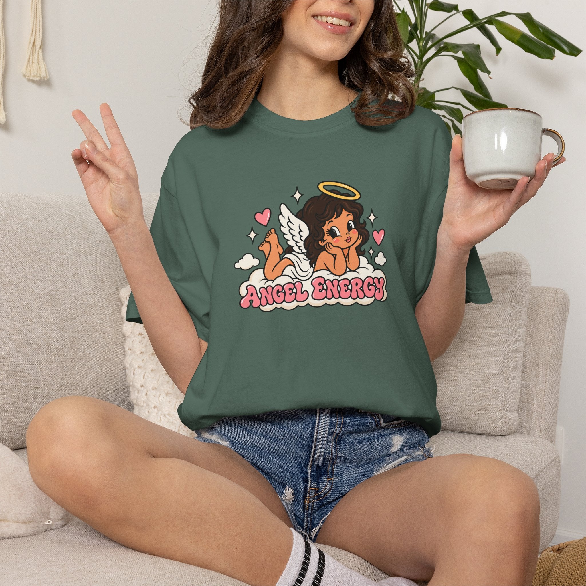 Angel Energy T-Shirt — Cute Retro Angel Graphic Tee