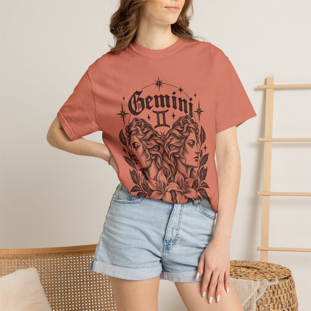 Gemini Zodiac Tee — Twin Faces Astrology T-Shirt