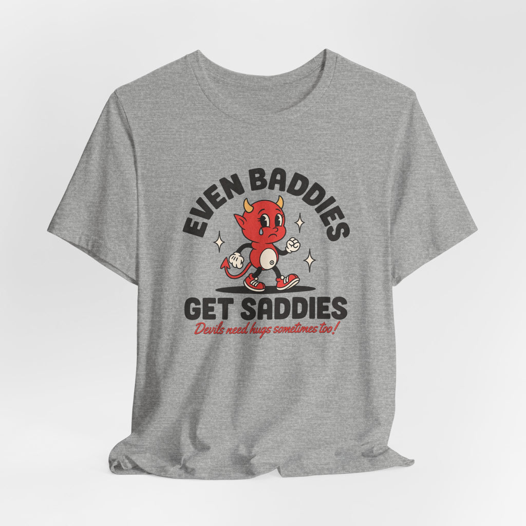 Even Baddies Get Saddies Tee — Retro Devil Character Sadness Graphic T-Shirt