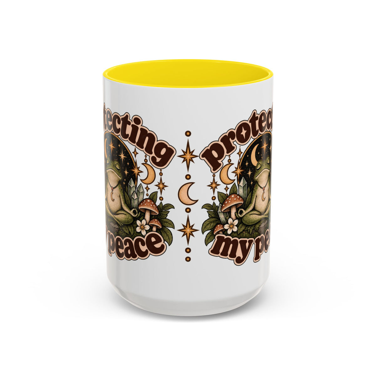 Protecting My Peace Mug — Frog & Mushroom Ceramic Coffee Mug