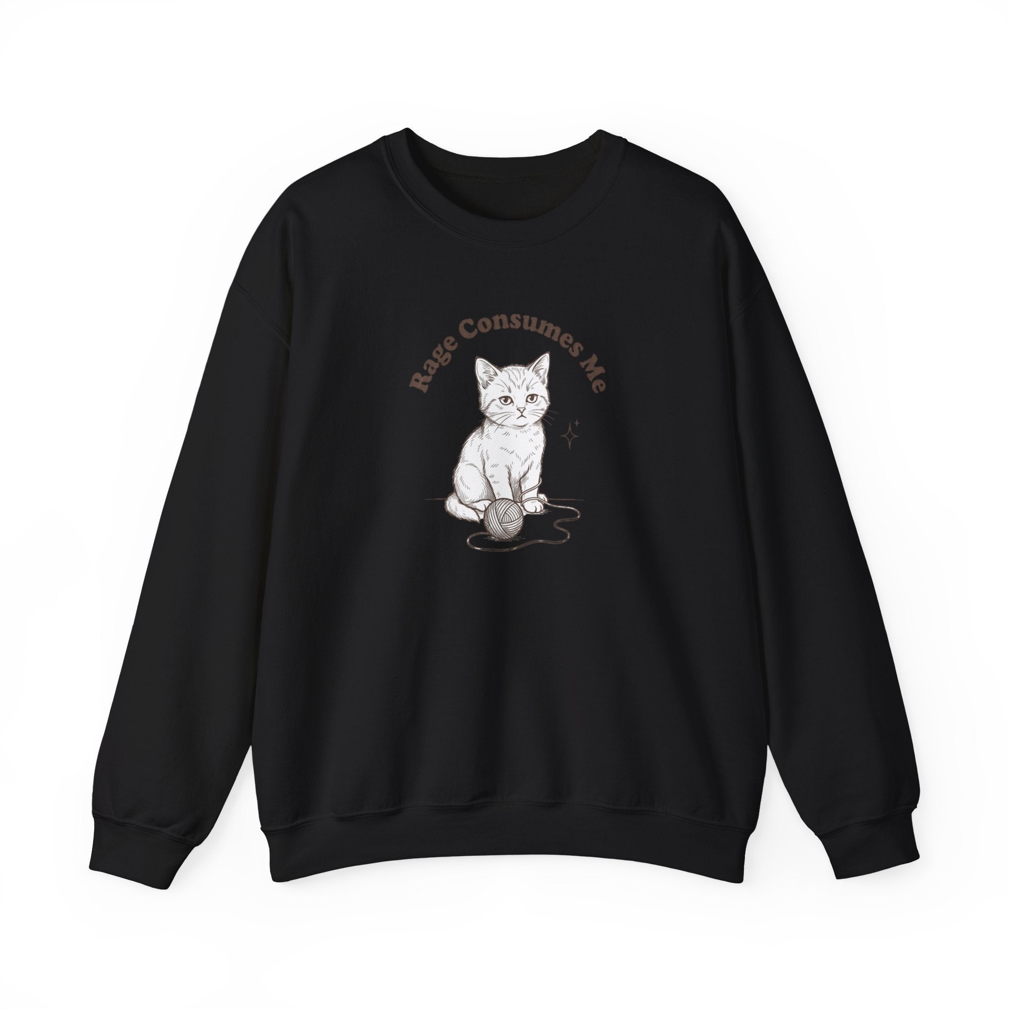 Rage Consumes Me kitten sweatshirt | vintage minimalist cat, ironic emotion