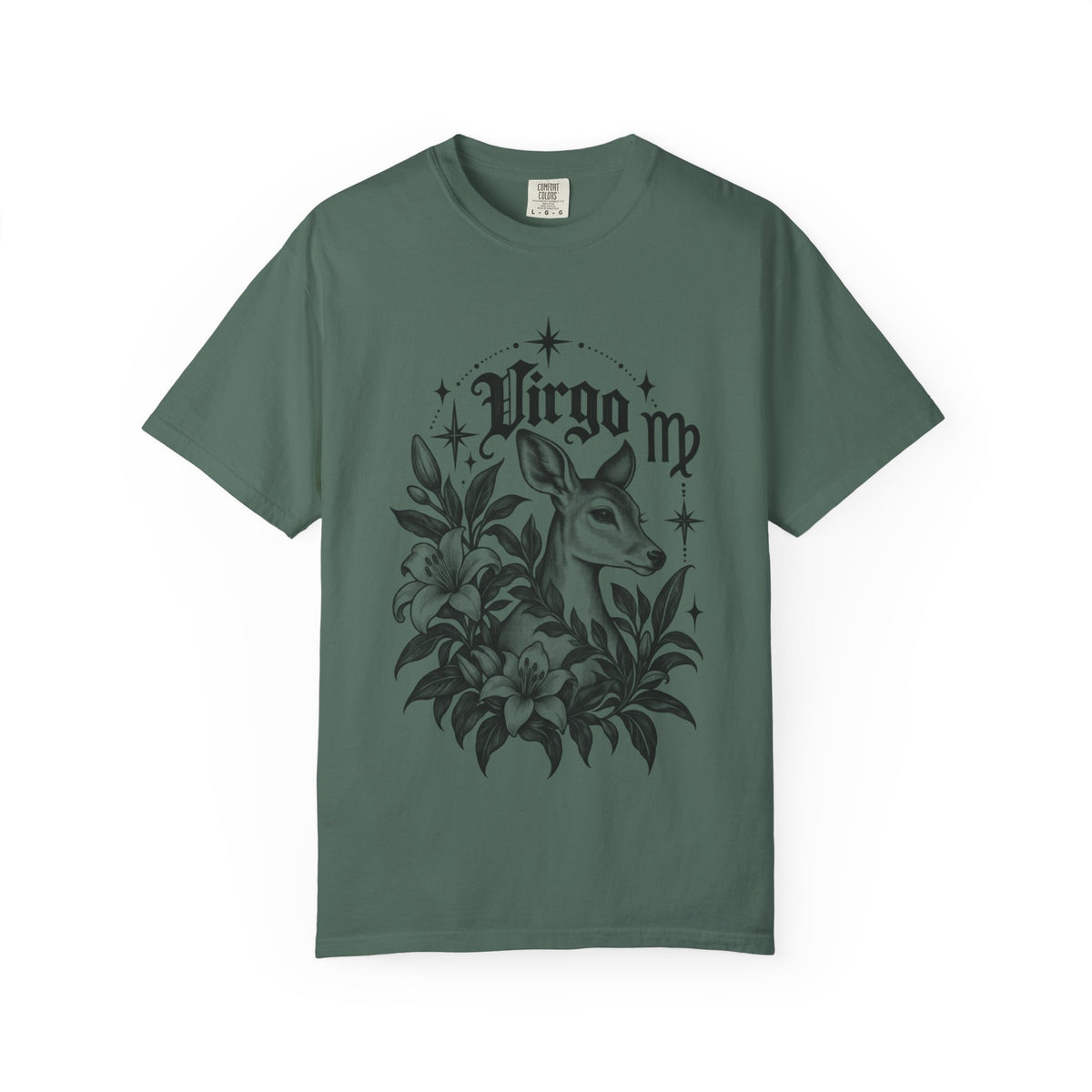 Virgo Floral Deer Zodiac Tee — Astrology Graphic T-Shirt
