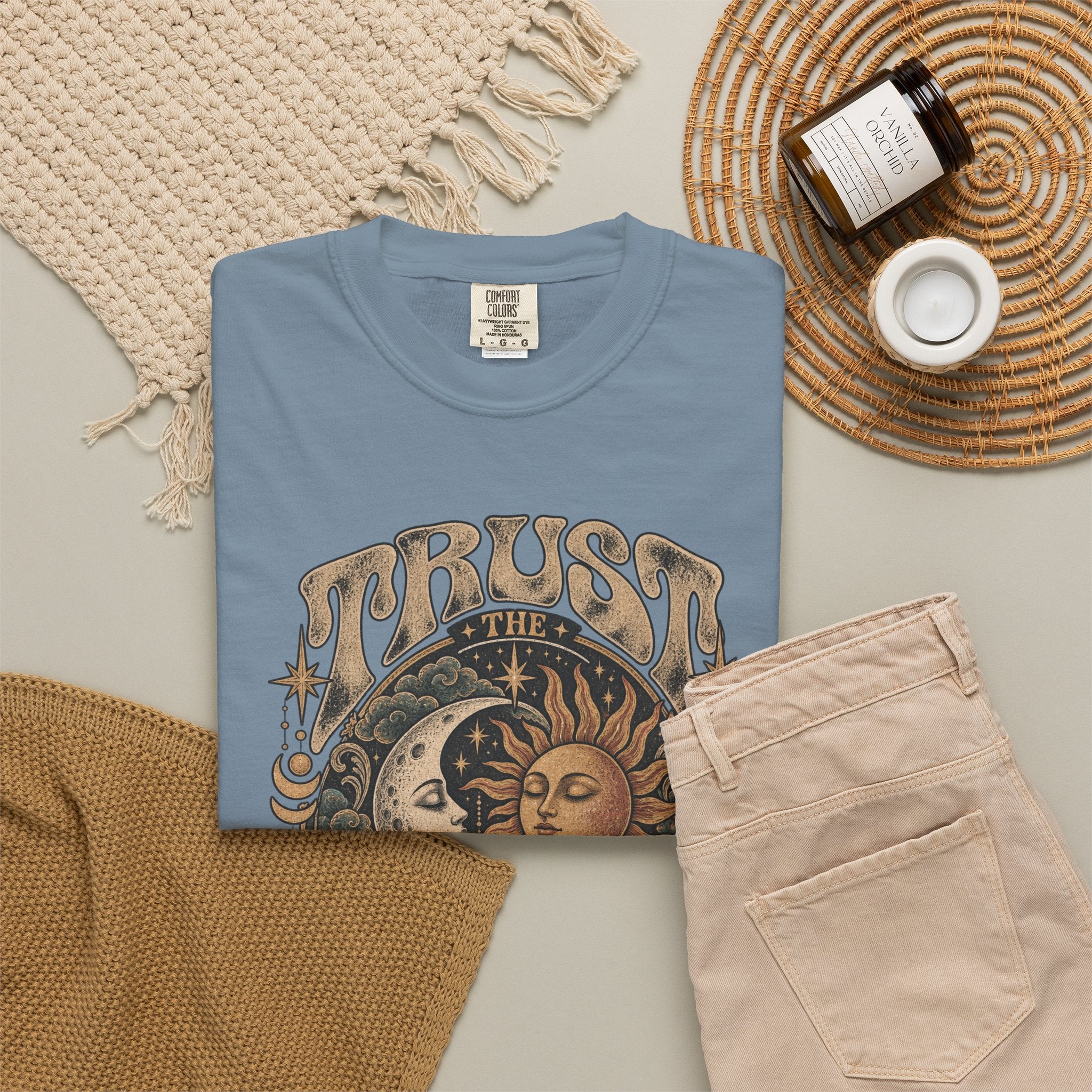 Trust the Universe T-Shirt — Vintage Sun & Moon Graphic