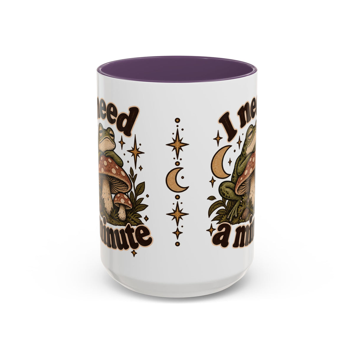 I Need a Minute Mug — Cozy Frog & Mushroom Ceramic Coffee Mug