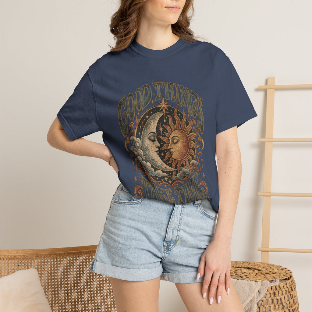 Good Things Take Time Tee — Vintage Sun & Moon Graphic T-Shirt
