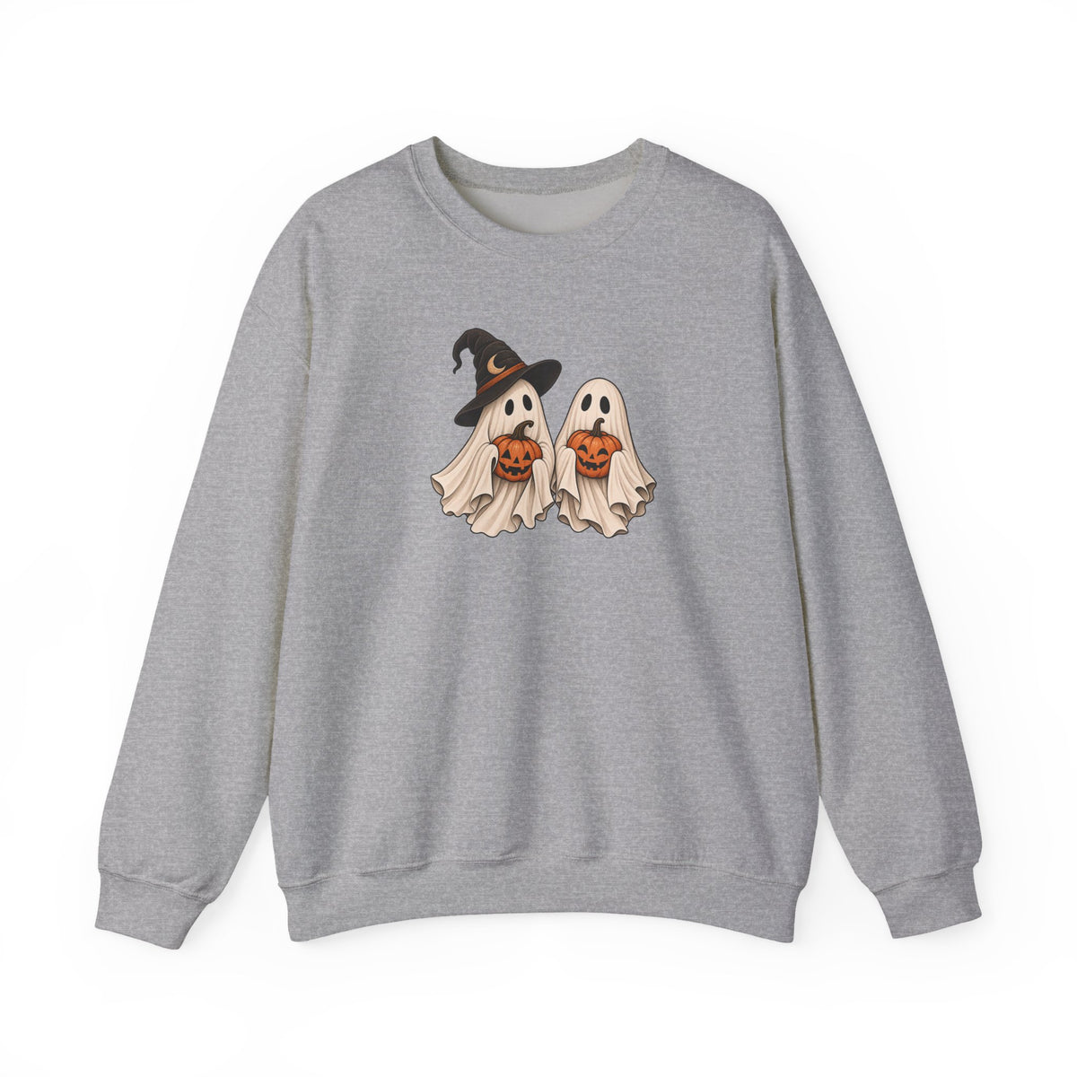 Halloween Ghosts Crewneck Sweatshirt — Cute Witch & Ghost Trick-or-Treat Design