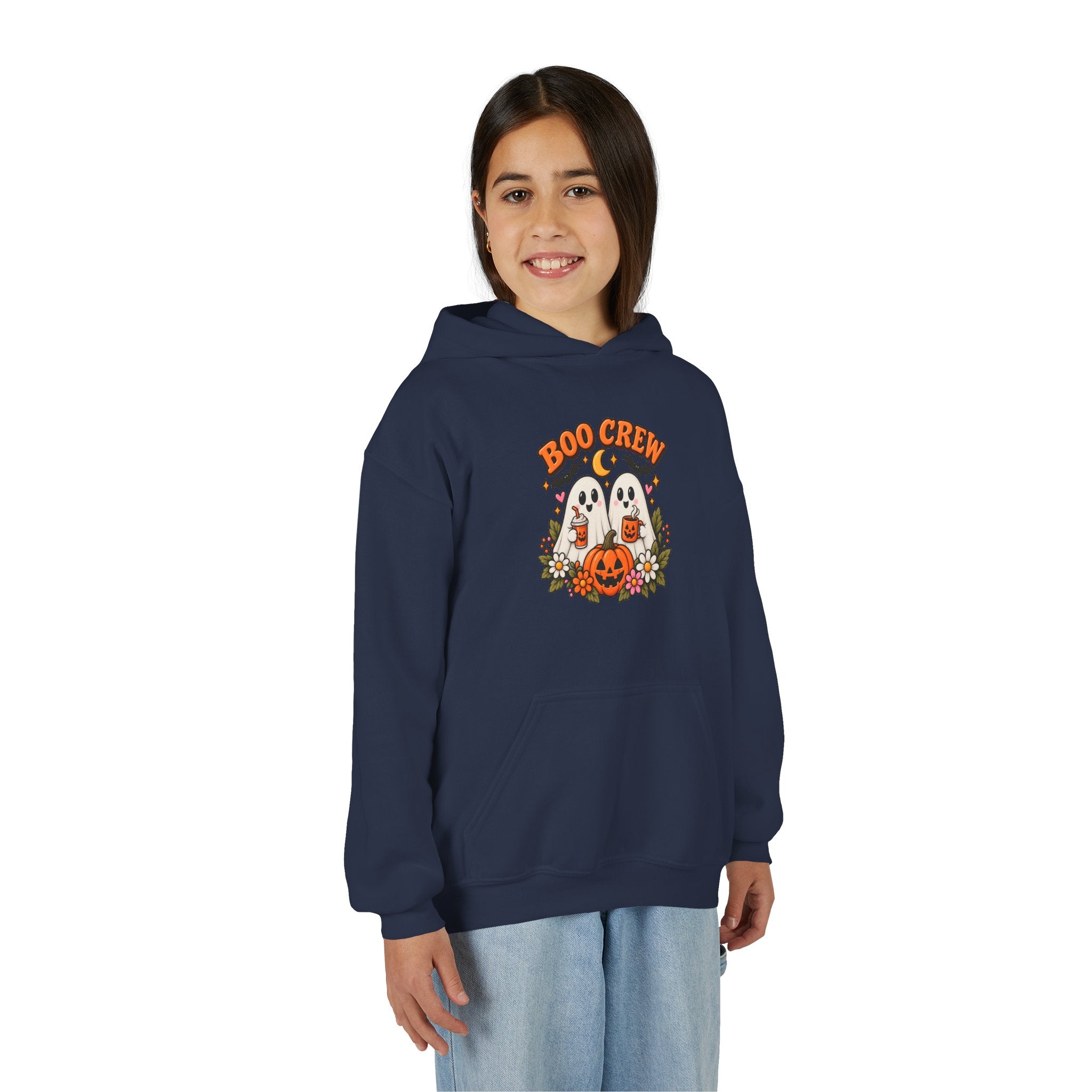 Youth 'Boo Crew' Halloween Hoodie — Cute Ghosts & Pumpkin Kids Sweatshirt