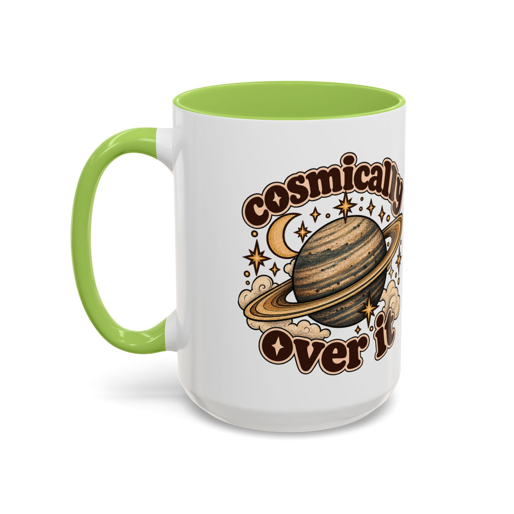 Cosmically Over It Mug — Retro Planet Celestial Ceramic Coffee Mug