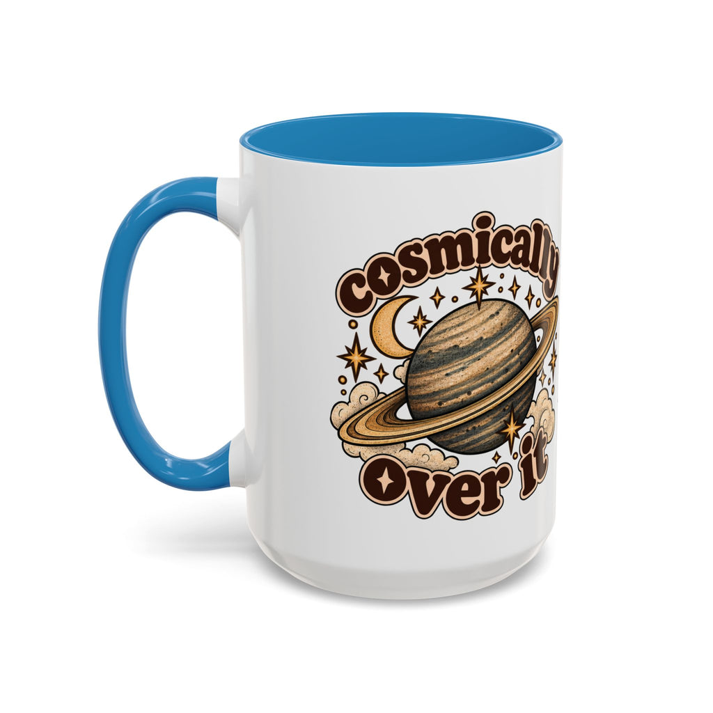 Cosmically Over It Mug — Retro Planet Celestial Ceramic Coffee Mug