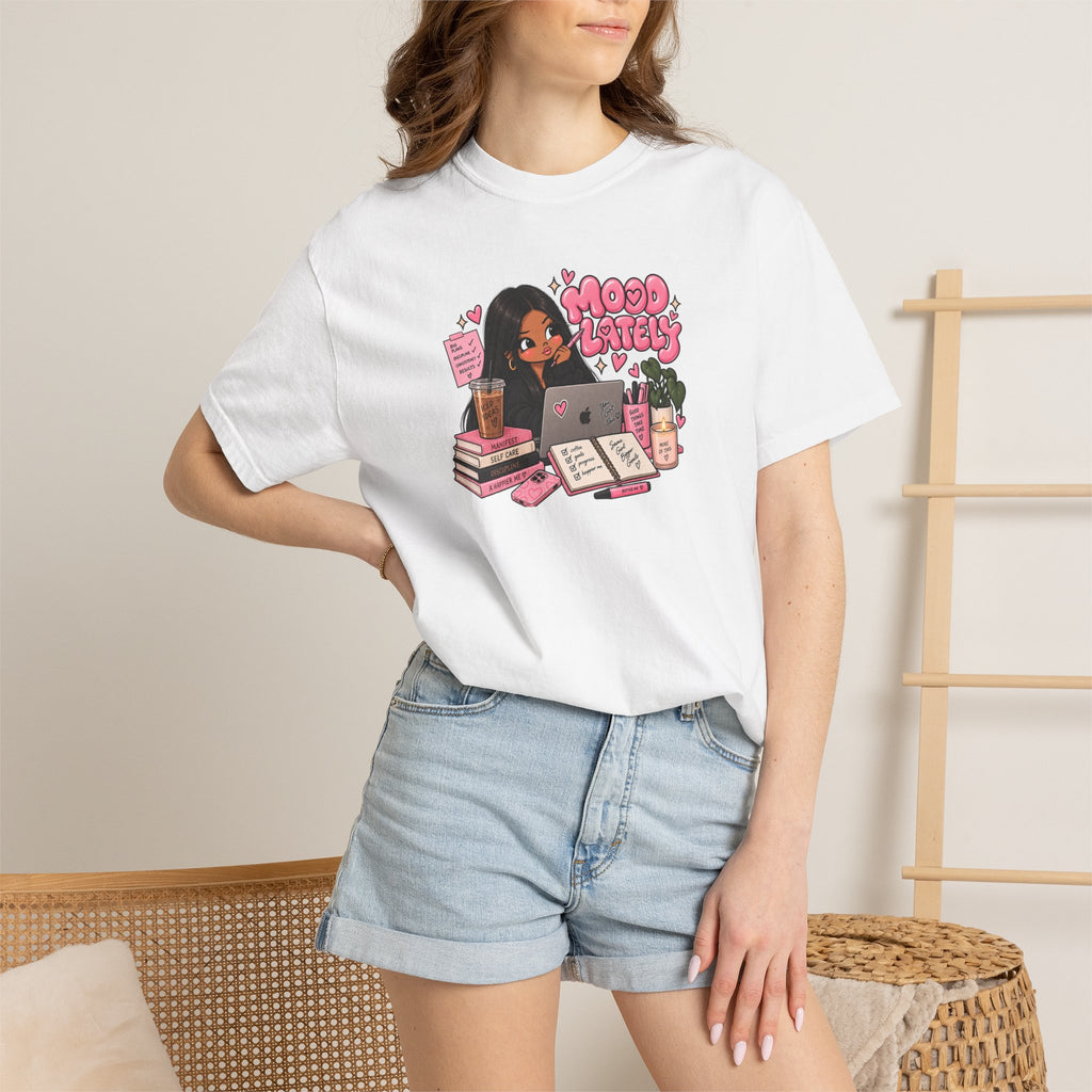 Mood Lately T-Shirt — Cute Study Girl Graphic Tee