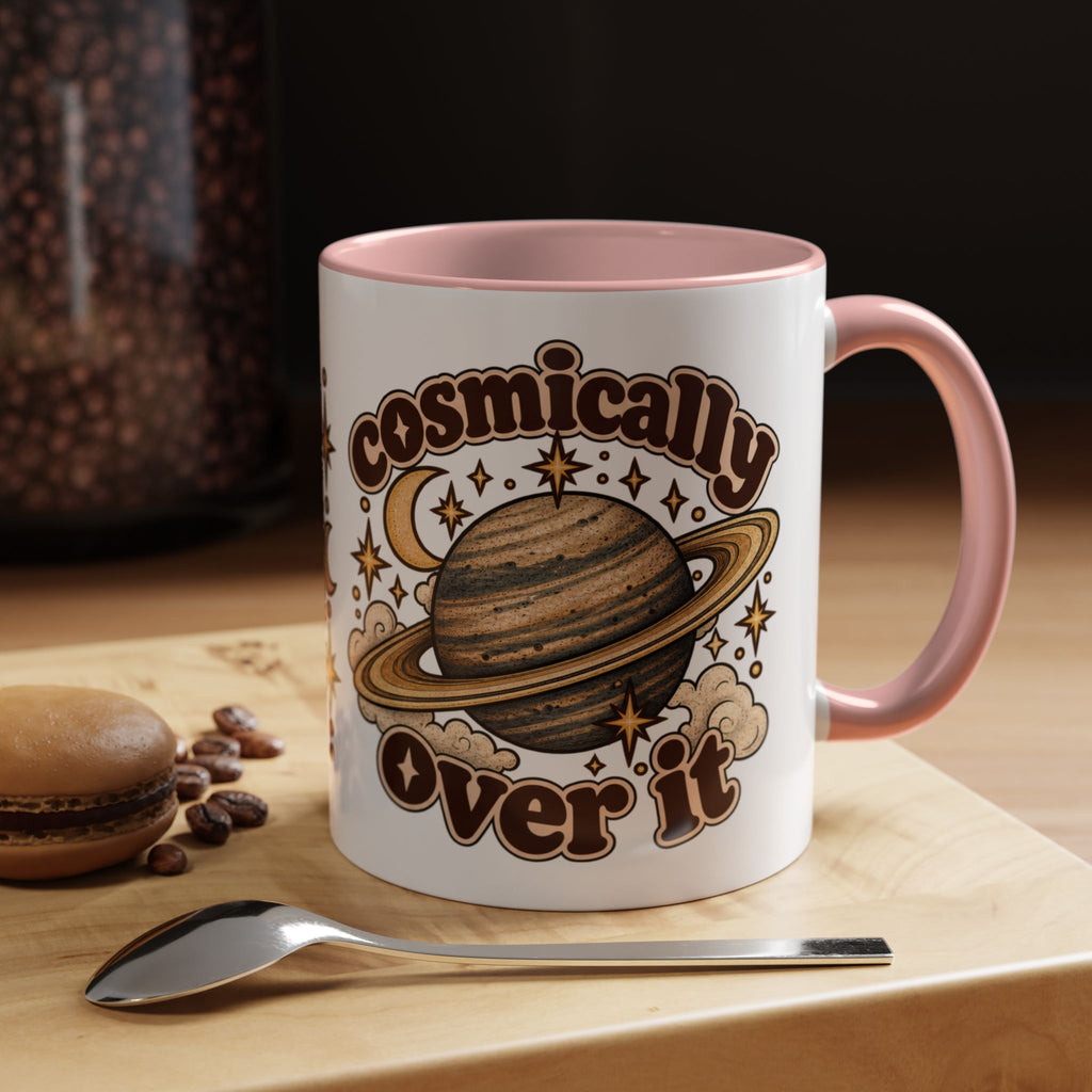 Cosmically Over It Mug — Retro Planet Celestial Ceramic Coffee Mug