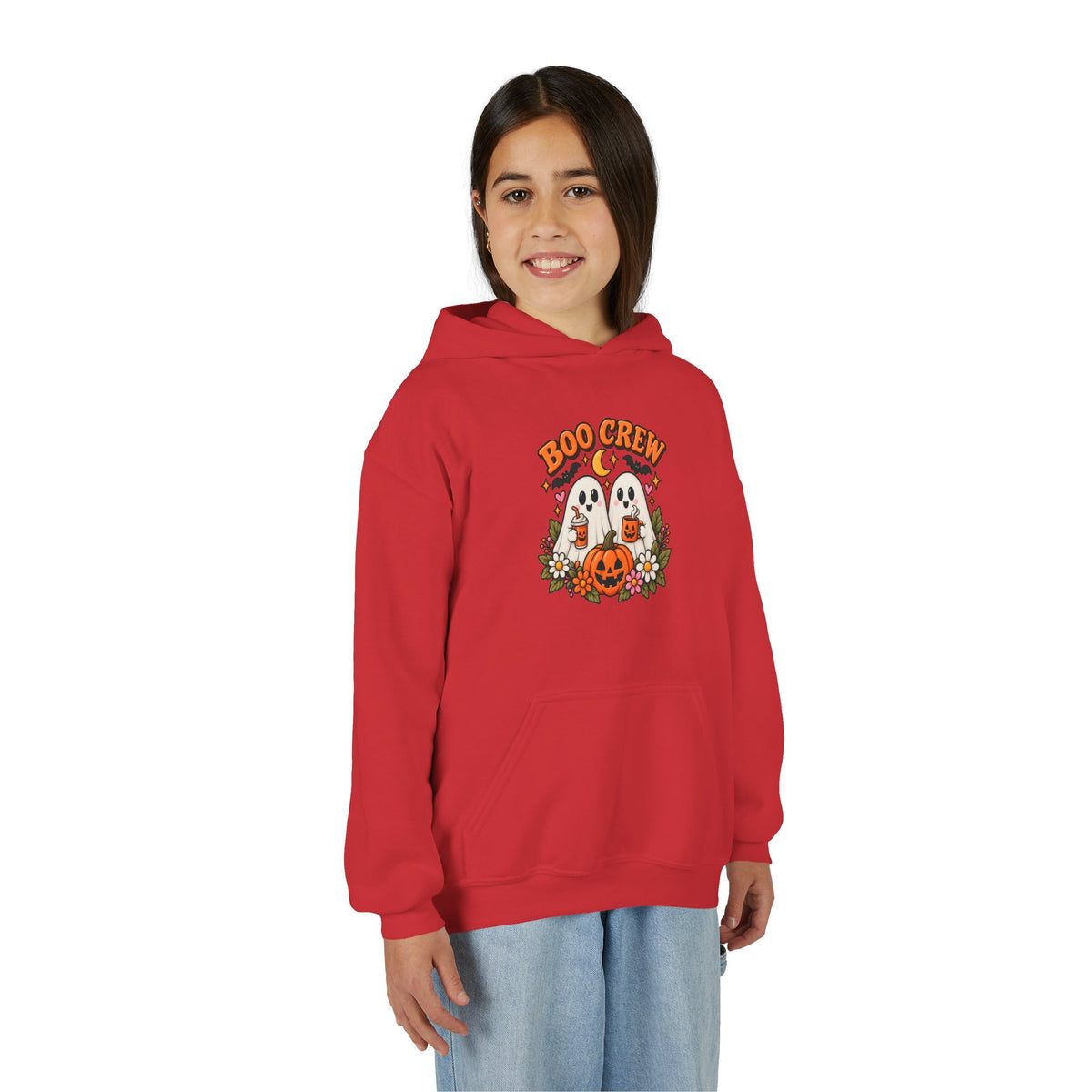 Youth 'Boo Crew' Halloween Hoodie — Cute Ghosts & Pumpkin Kids Sweatshirt