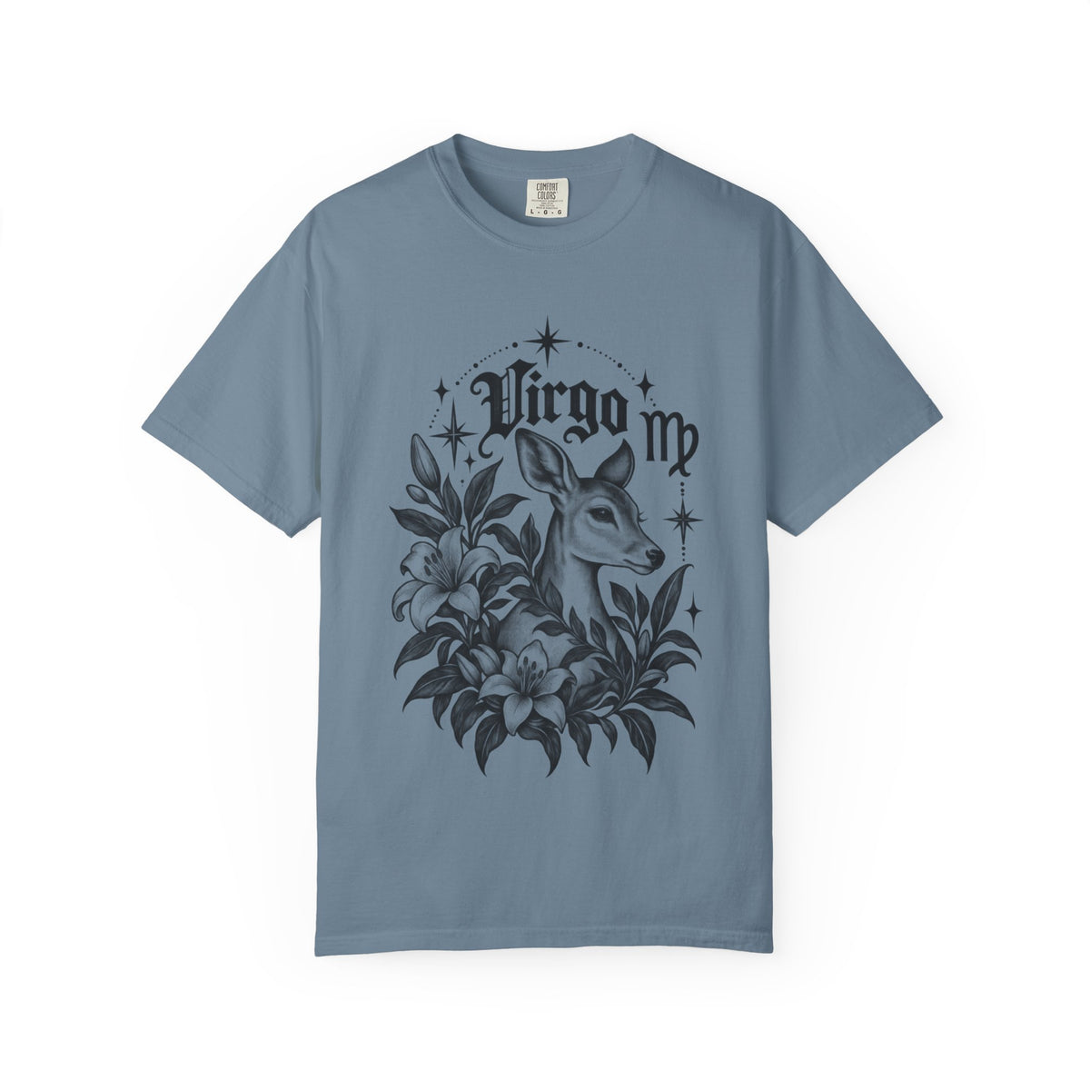 Virgo Floral Deer Zodiac Tee — Astrology Graphic T-Shirt