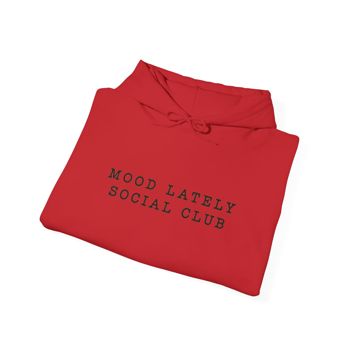 Mood Lately Social Club Hoodie — Minimal Text Graphic Pullover