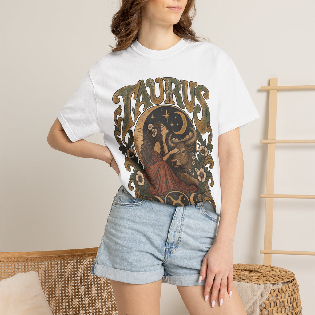 Taurus Zodiac T‑Shirt — Vintage Astrological Bull Graphic