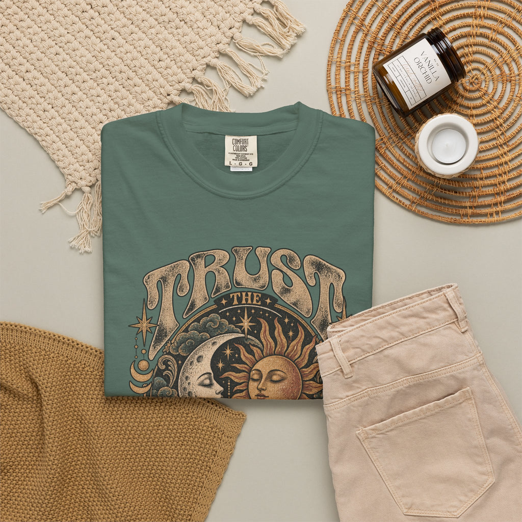 Trust the Universe T-Shirt — Vintage Sun & Moon Graphic