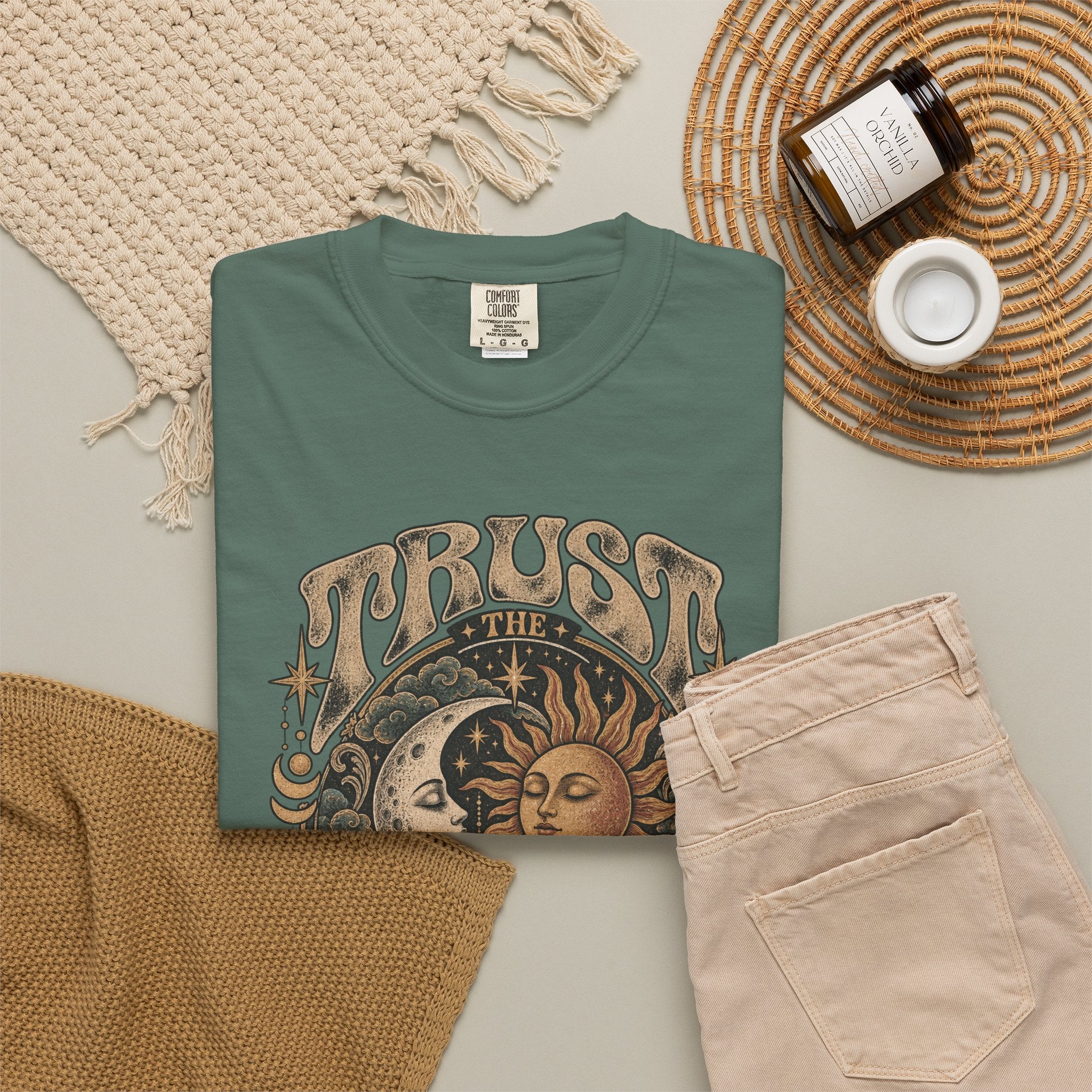 Trust the Universe T-Shirt — Vintage Sun & Moon Graphic