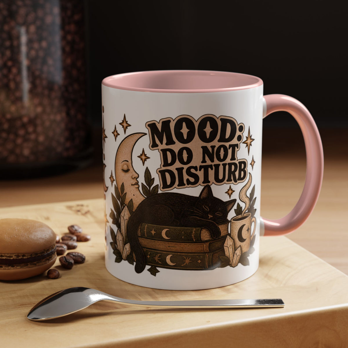 Mood: Do Not Disturb Mug — Sleepy Cat & Moon Ceramic Coffee Mug