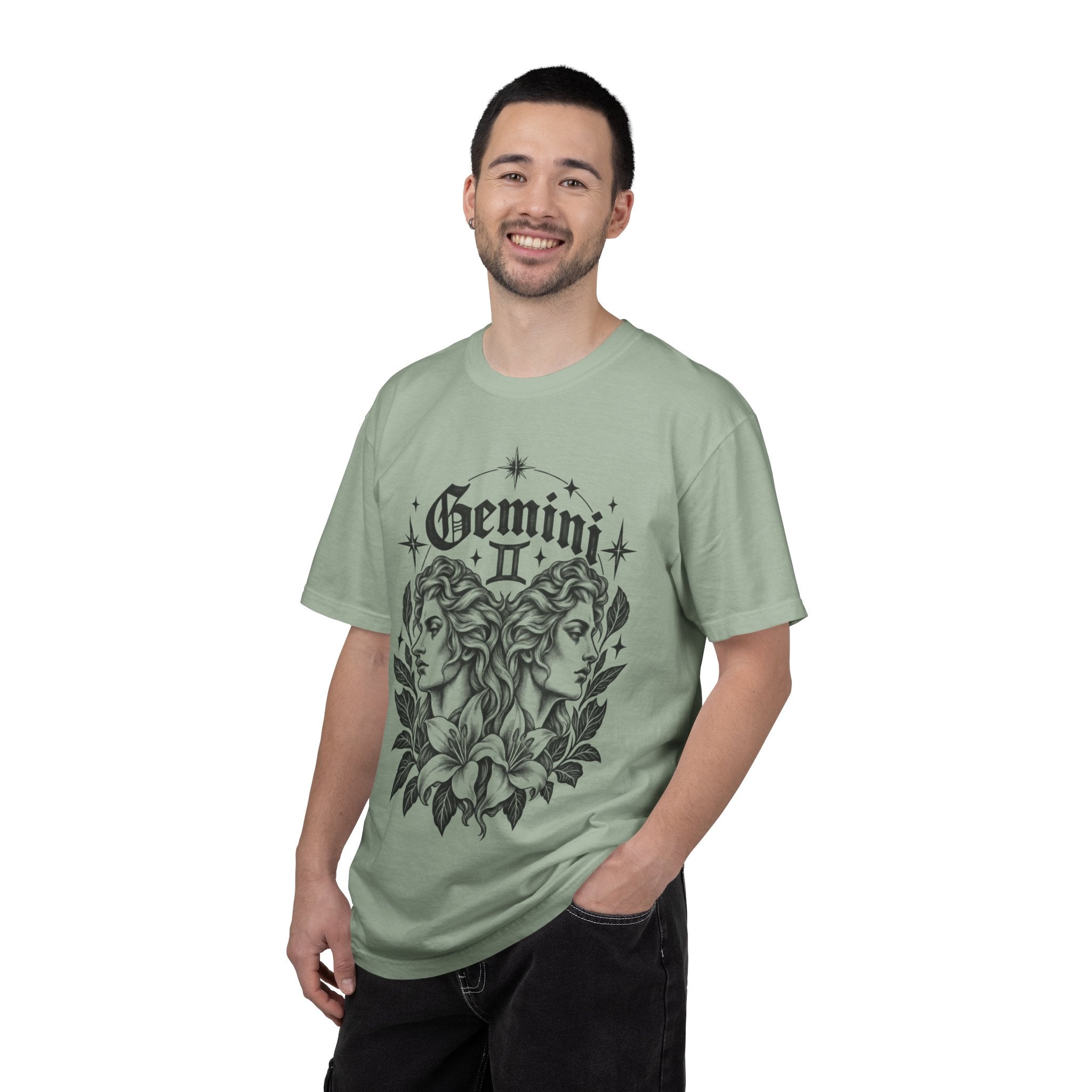 Gemini Zodiac Tee — Twin Faces Astrology T-Shirt