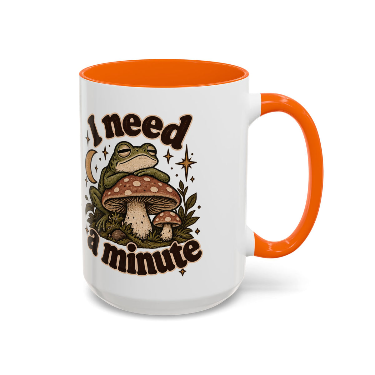 I Need a Minute Mug — Cozy Frog & Mushroom Ceramic Coffee Mug
