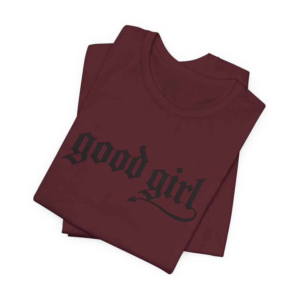 Good Girl Graphic Tee — Vintage Script White T-Shirt