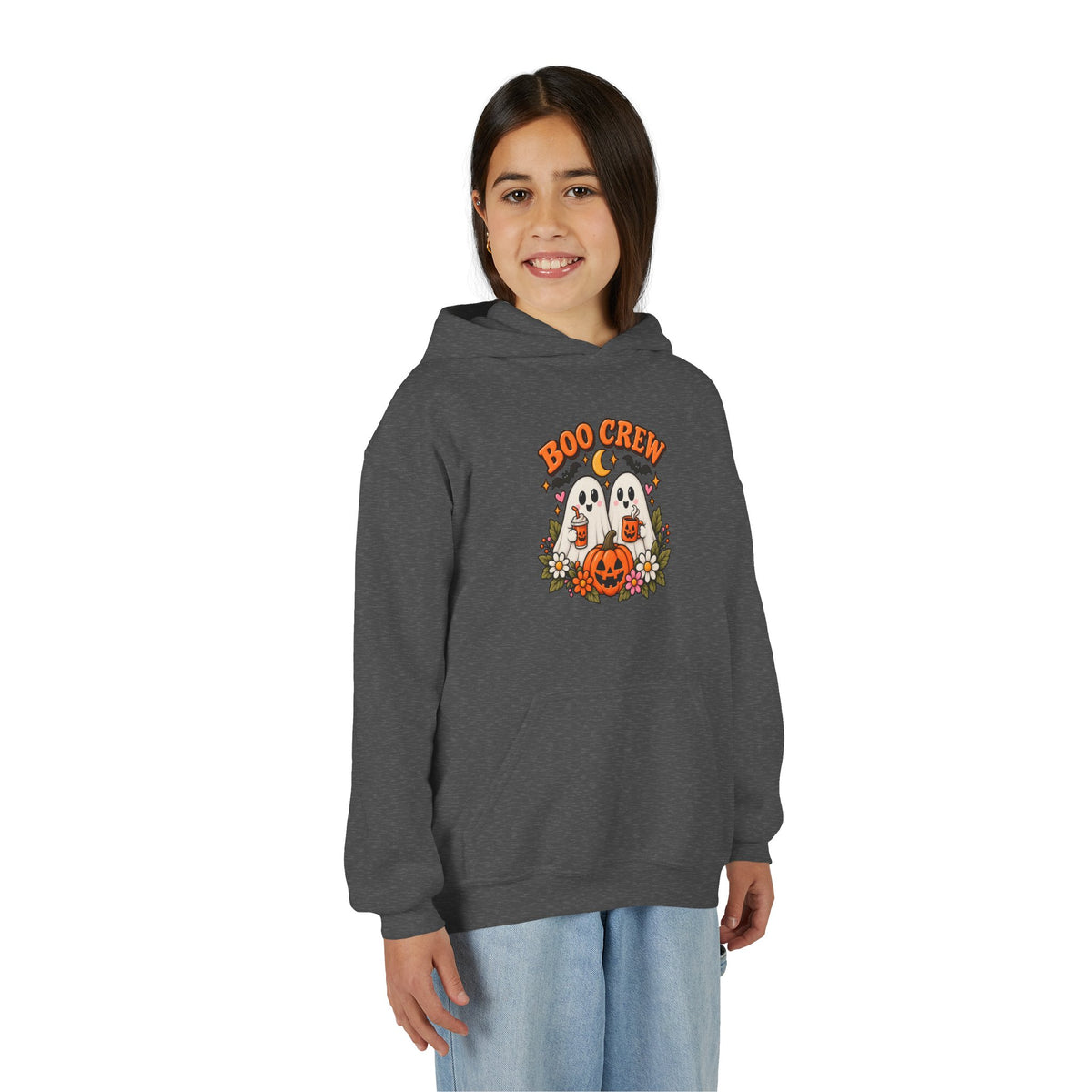 Youth 'Boo Crew' Halloween Hoodie — Cute Ghosts & Pumpkin Kids Sweatshirt