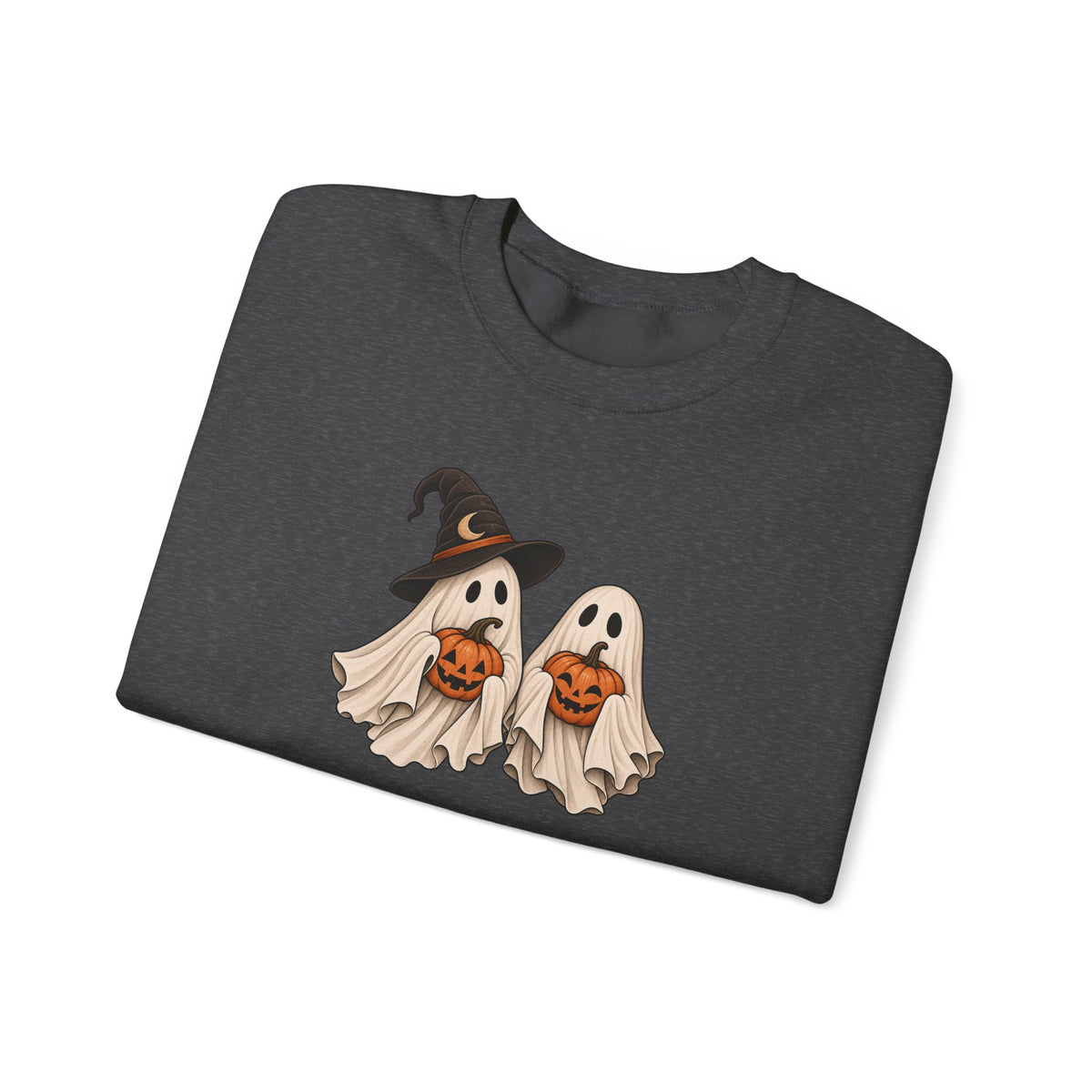 Halloween Ghosts Crewneck Sweatshirt — Cute Witch & Ghost Trick-or-Treat Design