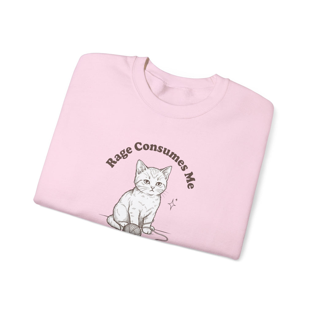 Rage Consumes Me kitten sweatshirt | vintage minimalist cat, ironic emotion
