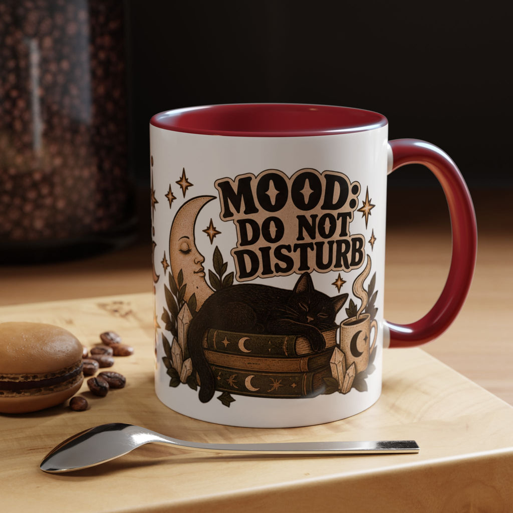 Mood: Do Not Disturb Mug — Sleepy Cat & Moon Ceramic Coffee Mug