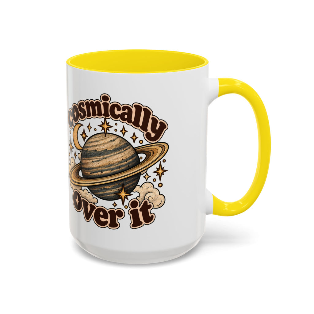 Cosmically Over It Mug — Retro Planet Celestial Ceramic Coffee Mug
