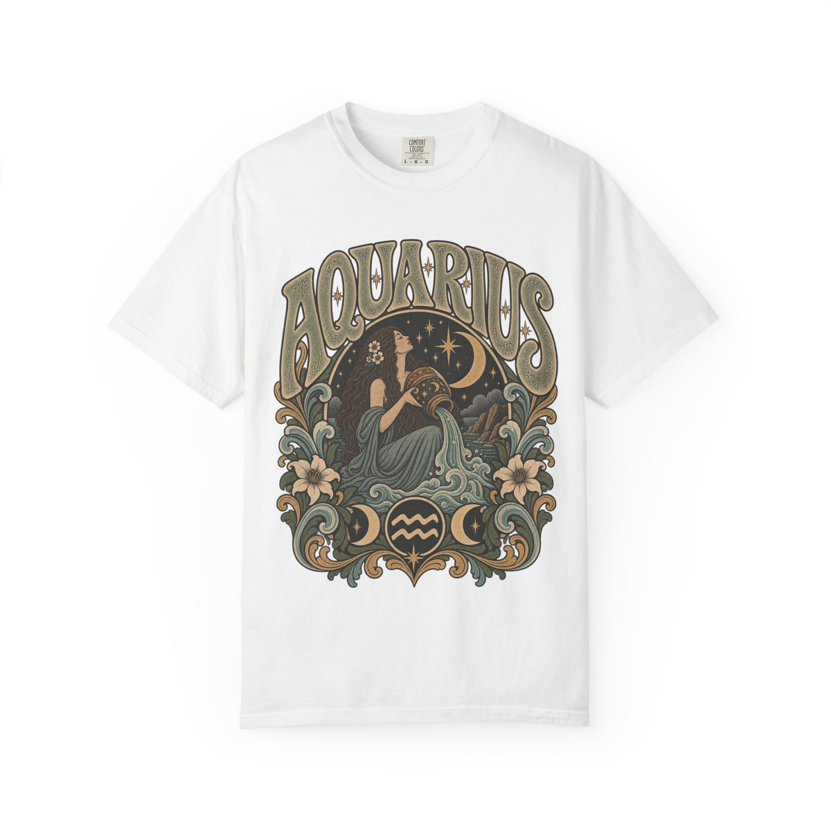 Vintage Aquarius Zodiac Tee — Retro Celestial Astrology T-Shirt