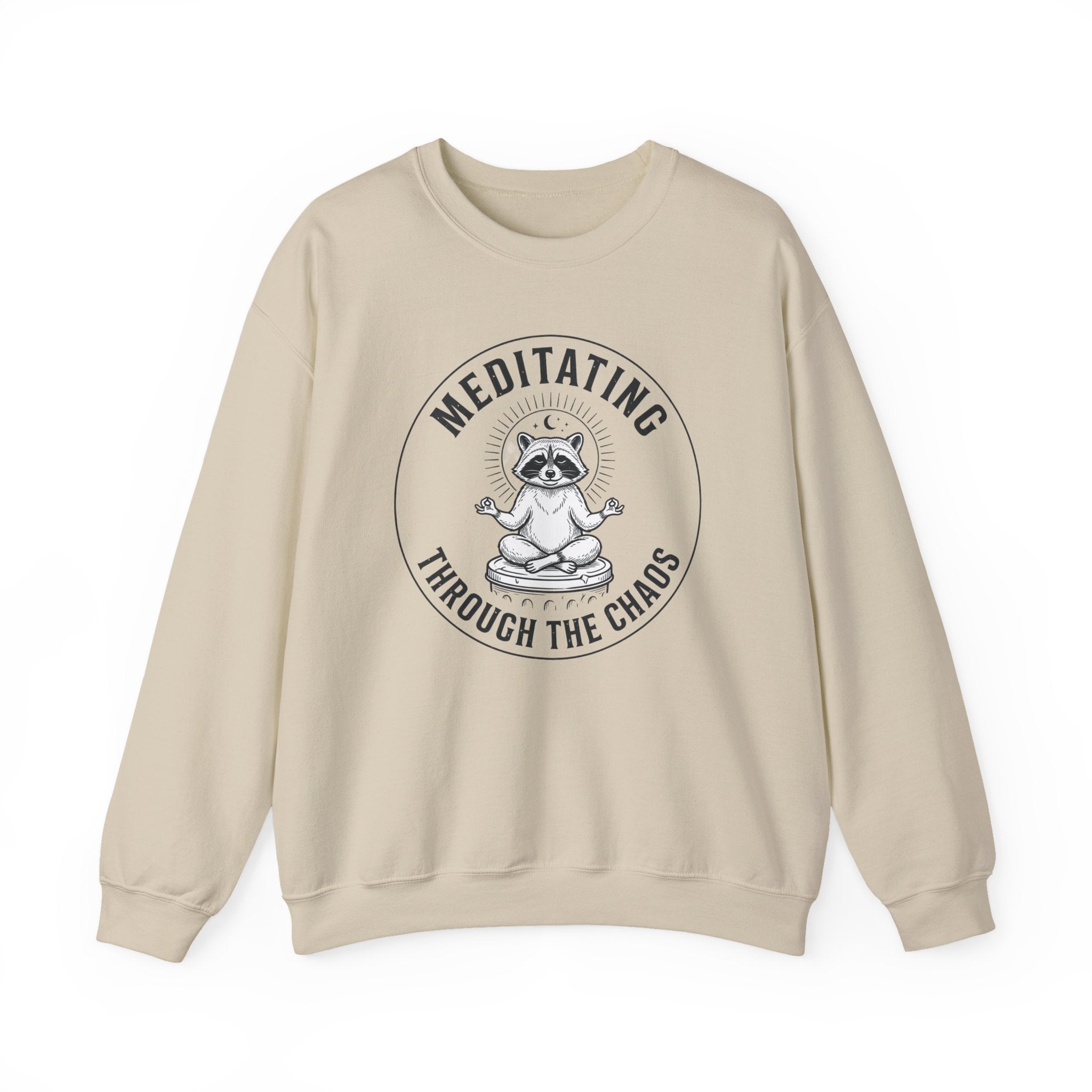 Meditating Raccoon Sweatshirt | Feral Raccoon Aesthetic, Celestial Wilderness