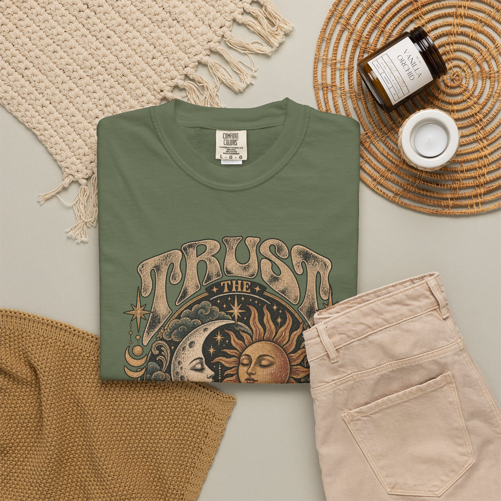 Trust the Universe T-Shirt — Vintage Sun & Moon Graphic